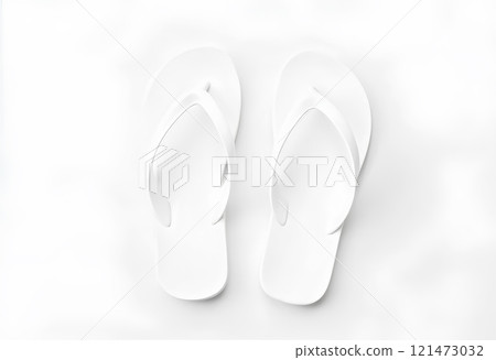 Blank white beach slippers mock up, top view. 121473032