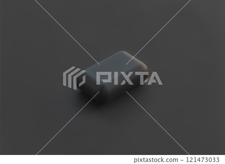 Blank black small closed headphones case mockup lying, dark background. 121473033