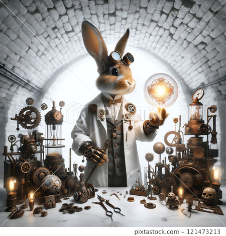 兔子在蒸氣龐克風格的實驗室裡發明 121473213