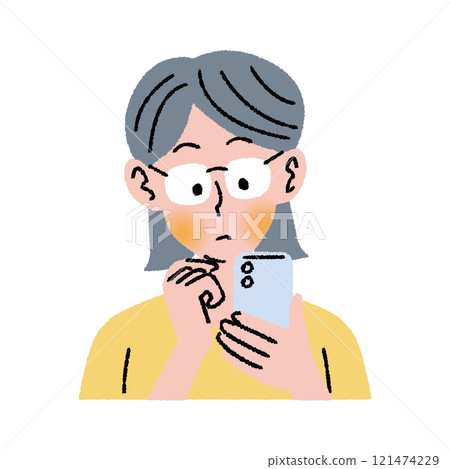 看智慧型手機的女人的上半身 121474229