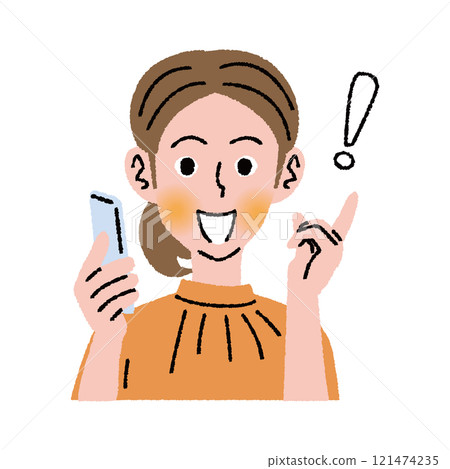 拿著智慧型手機說話的女人的上半身 121474235