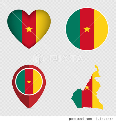 Cameroon Flag Icons Pack. Vector illustration. Cameroon Flag Icons Pack. Vector illustration. 121474258