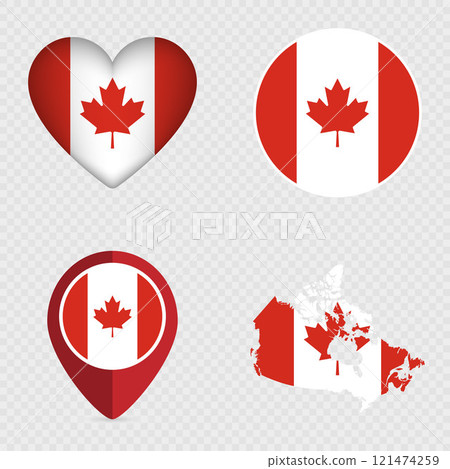 Canada Flag Icons Pack. Vector illustration. 121474259