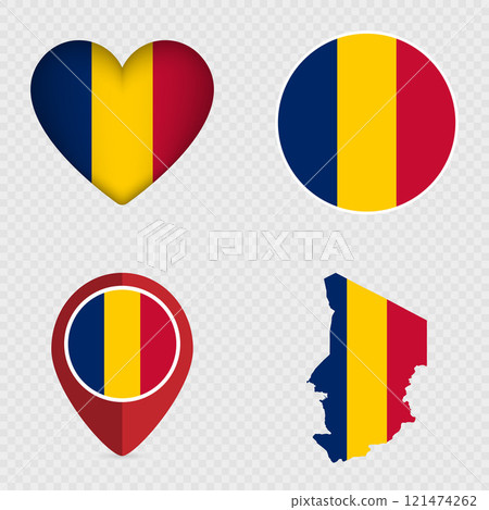 Chad Flag Icons Pack. Vector illustration. 121474262