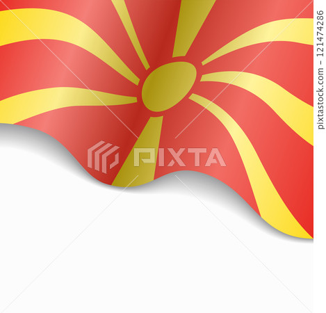 North Macedonian flag wavy abstract background. Vector illustration. 121474286