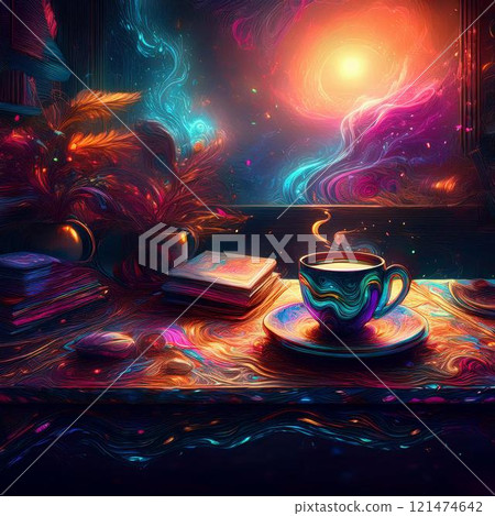 cup of coffee on the table 121474642