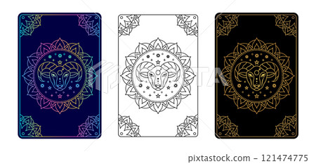 Tarot card with Aries zodiac style. Tarot card with Aries zodiac style. 121474775