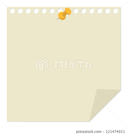 用圖釘固定的便條紙、折角紙、普通紙 121474811