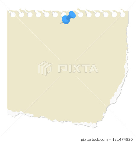 Torn note paper attached with thumb tacks, blank Torn note paper attached with thumb tacks, blank 121474820