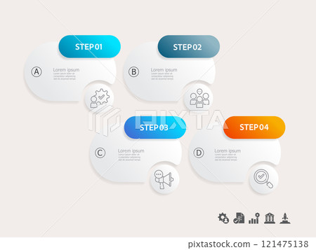 simple shape infographics timeline business workflow background with business icon 4 steps for report, presentation 121475138