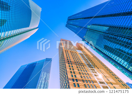 Tokyo cityscape in Japan, end of the year. Overlooking the office buildings in Shiodome. Towards an era of hope = 26th 121475175