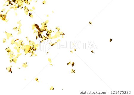 Golden Foil Confetti on White Background 121475223
