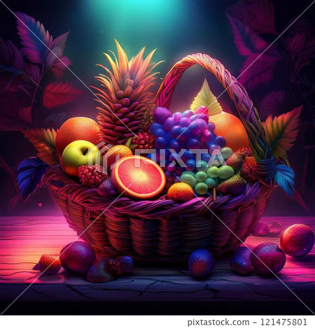 fruits on wooden background 121475801