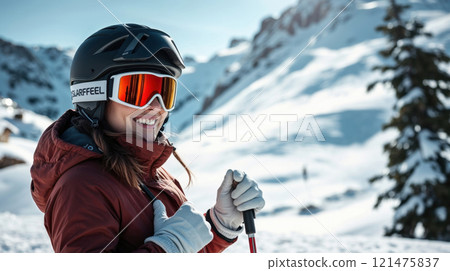 a young woman with ski 121475837