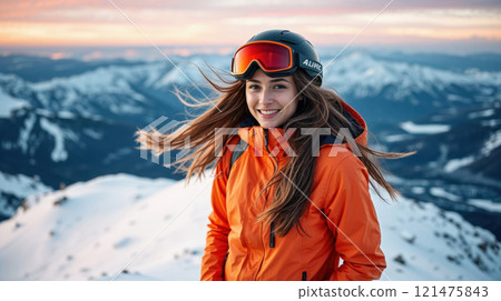 a young woman with ski 121475843