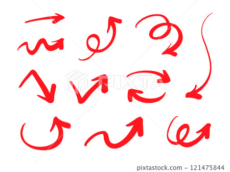 Vector brush pen handwritten arrow set red 121475844