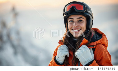 a young woman with ski 121475845