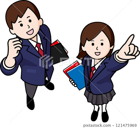 Male and female students aiming for success together 121475969