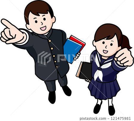 Male and female students aiming for success together 121475981