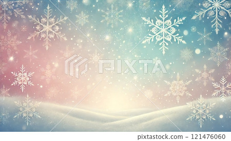 Winter snow scene with snowflakes and falling snow 121476060