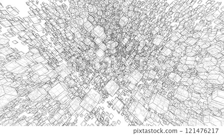 Wireframe Boxes. Sketch style Wireframe Boxes. Sketch style 121476217