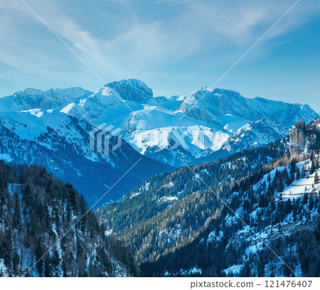Winter view on Marmolada mountain , Italy. 121476407