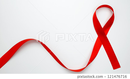 World AIDS Day. Red ribbon with awareness about AIDS 121476716