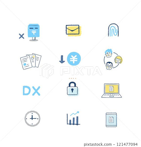 DX Digital transformation image icon set DX Digital transformation image icon set 121477094