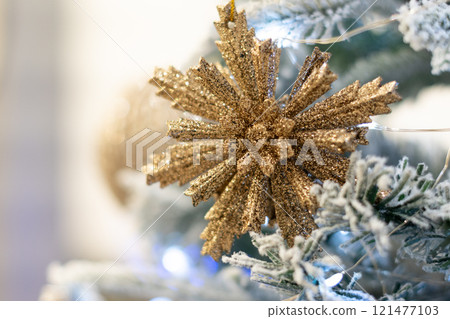 Close up view of a Christmas tree background. copy space Close up view of a Christmas tree background. copy space 121477103