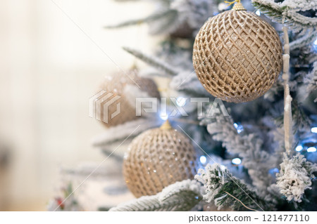 Close up view of a Christmas tree background. copy space Close up view of a Christmas tree background. copy space 121477110