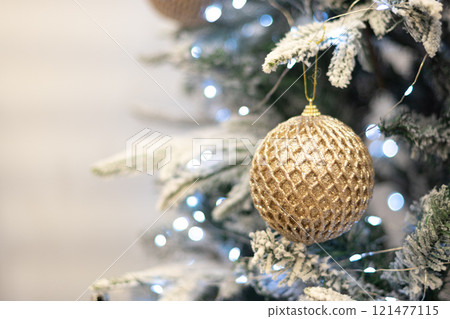 Close up view of a Christmas tree background. copy space Close up view of a Christmas tree background. copy space 121477115