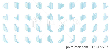 圖等距 3D 向量圖集藍色 圖等距 3D 向量圖集藍色 121477294
