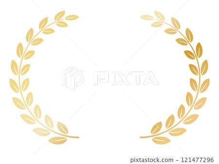 Laurel wreath, gold, simple, frame, left and right, leaves 121477296