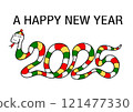 2025 Year of the Snake Illustration New Year's Card Material 121477330