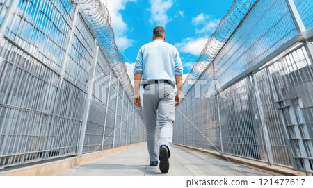 Security Patrol in a High-Security Prison Security Patrol in a High-Security Prison 121477617