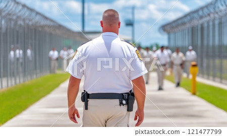 Surveillance by Prison Guard in Correctional Facility Surveillance by Prison Guard in Correctional Facility 121477799