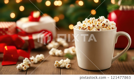 Festive Home Setting with Cider and Popcorn Machine 121477863