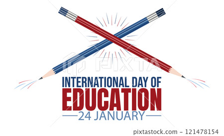 International Day of Education, January 24th, concept for education, Flat illustration, Pencil art, blue, dedicated to education, vector graphic, flat design, International Day of Education, January 24th, concept for education, Flat illustration, Pencil art, blue, dedicated to education, vector graphic, flat design, 121478154