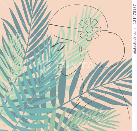 Boho Chic Backgrounds with Elegant Line Art Portraits Minimalist Tropical Leaf Designs and Feminine Faces on Warm, Earthy Tones Boho Chic Backgrounds with Elegant Line Art Portraits Minimalist Tropical Leaf Designs and Feminine Faces on Warm, Earthy Tones 121478187