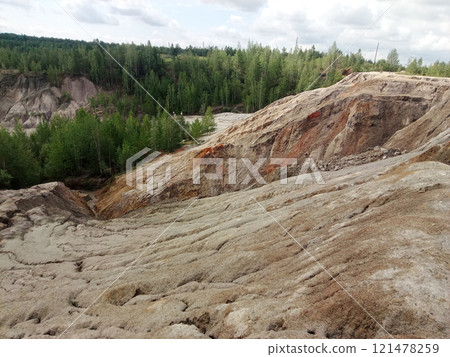 Quarry for the extraction of multi-colored clay Quarry for the extraction of multi-colored clay 121478259