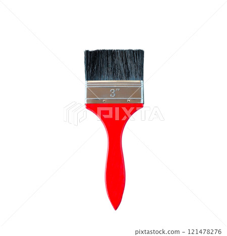 Red paint brush on white background. 121478276