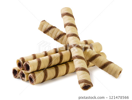 Wafer rolls close-up on a white. Isolated 121478566
