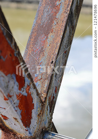Rust of metals. Corrosion of metal. Rust and corrosion in the weld. Corrosive Rust on old iron, grunge rust texture, Rush on metal fence or structure of old bridge. Rust of metals. Corrosion of metal. Rust and corrosion in the weld. Corrosive Rust on old iron, grunge rust texture, Rush on metal fence or structure of old bridge. 121478696