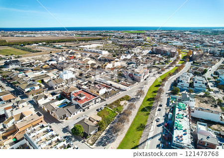 Drone point of view townscape of Pilar de la Horadada 121478768