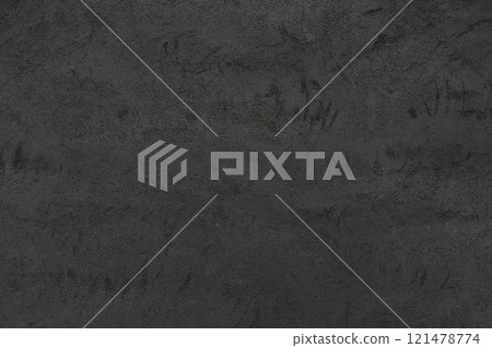 Rough gray wall texture with old abstract patterns and chaotic scratches. Matte discolored aged surface. Minimalist dark background  121478774