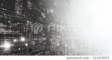 Digital Cityscape Abstract Technology Background 121479073