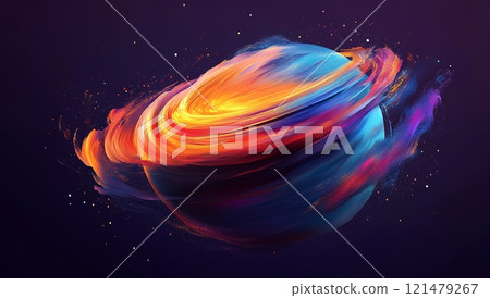 Vibrant Cosmic Nebula Abstract Planet Swirling Colors Galaxy Art 121479267
