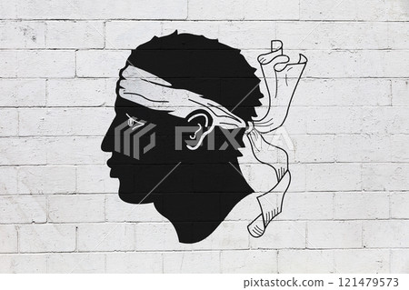 Corsican flag painted on a wall Corsican flag painted on a wall 121479573