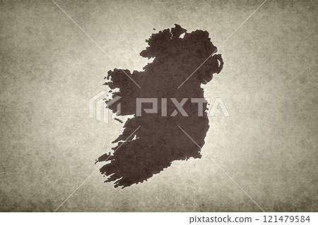 Map of the island of Ireland on a paper 121479584