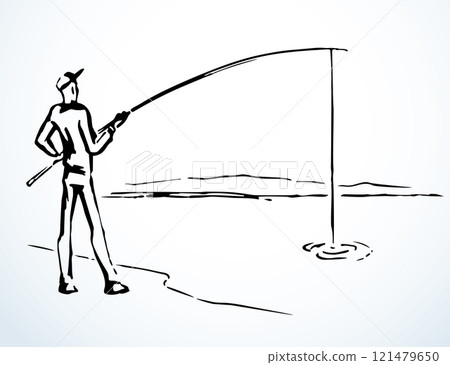 Vector drawing. Man catching fish Vector drawing. Man catching fish 121479650